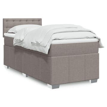 vidaXL Boxspring met matras stof taupe 100x200 cm, Verzenden, Nieuw