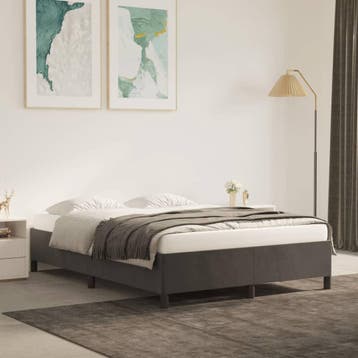 vidaXL Bedframe zonder matras 140x200 cm fluweel donkergrijs, Huis en Inrichting, Verzenden, Nieuw