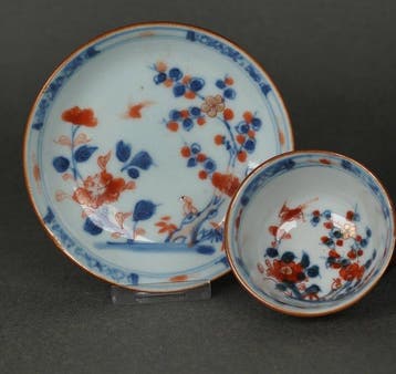 Kangxi (1662-1722) - Kop en schotel (2) - Two Birds Amidst