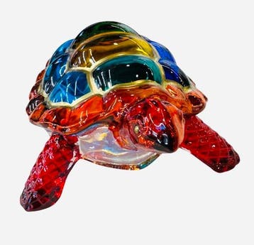 sculptuur, Tartaruga - 12 cm - met de hand versierd glas -