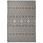 vidaXL Buitenkleed met patroon platgeweven 160x230 cm zwart, Verzenden, Nieuw