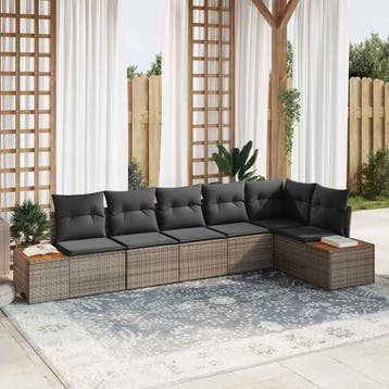 vidaXL Tuinbank Set 6 st 6-Aantal zitplaatsen Grijs, Verzenden, Nieuw
