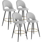 tectake Barkruk Sachel met rugleuning, fluweellook - lichtgr, Huis en Inrichting, Verzenden, Nieuw