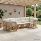 vidaXL Buiten bank set 7 pcs Natuurlijk en Crème Wit, Verzenden