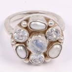 .925/1000 Argent pierre de lune, perle et zircone - Bague