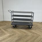 Zwartwoud Magazijn plateauwagen 4 plateaus met 2 zwenkwielen