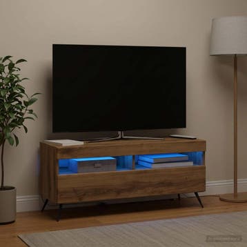 vidaXL LED tv-meubel Artisanaal eiken Bewerkt hout, Verzenden