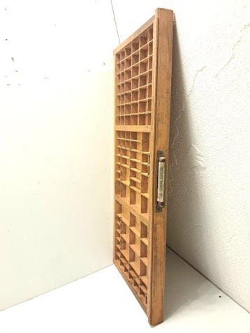 Vitrinekast - Printers tra - Hout - 83x 37 cm