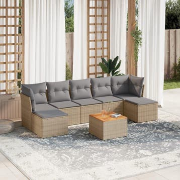 vidaXL 8-delige Loungeset met kussens poly rattan gemengd, Verzenden, Nieuw, Loungeset