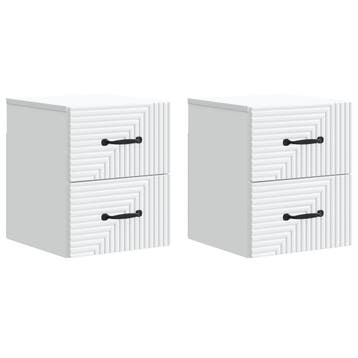 vidaXL Muurbevestigde Nachttafel met lade 2 pcs Wit 34,5 x, Huis en Inrichting, Verzenden, Nieuw