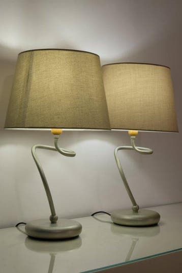 Massive - Tafellamp - Metaal, Hout - Twee tafellampen