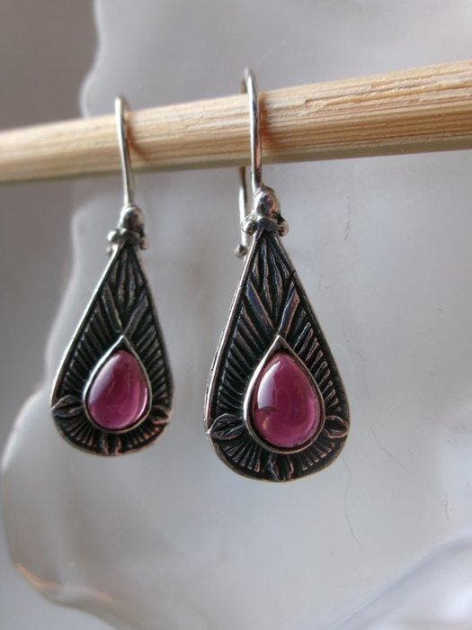 Zilver, Toermalijn - Oorbellen - Art Deco-stijl, Antiquités & Art, Art | Objets design