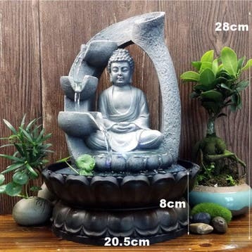 Boeddha Sier Waterval - LED Verlichting - Zen Garden Feng, Verzenden