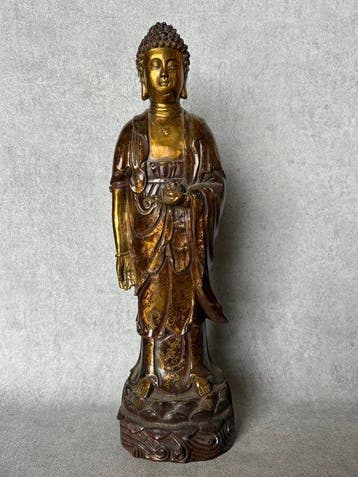 Exclusief staand Boeddha standbeeld 43.5 cm / 4.1 kg - Brons