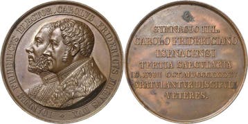Brons medaille 1844 Sachsen-weimar-eisenach Carl Friedric..., Verzenden, België