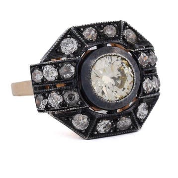 Cocktailring - 18 karaat Geel goud, Zilver - 2.30ct. tw.