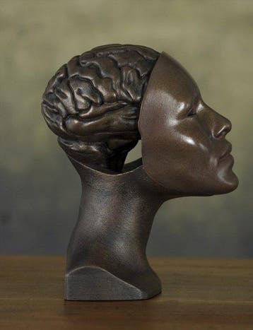 sculptuur, BUSTO - VOLTO E CERVELLO - 25 cm - Hars - 2023