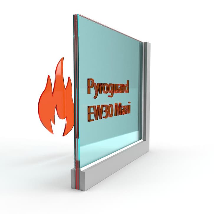 Enkel glas Pyroguard EW30 Maxi (stalen constructie), Doe-het-zelf en Bouw, Glas en Ramen, Nieuw, Verzenden