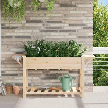 vidaXL Plantenbak Beige 155 x 59 x 76,5 cm Massief Vurenhout, Verzenden, Nieuw
