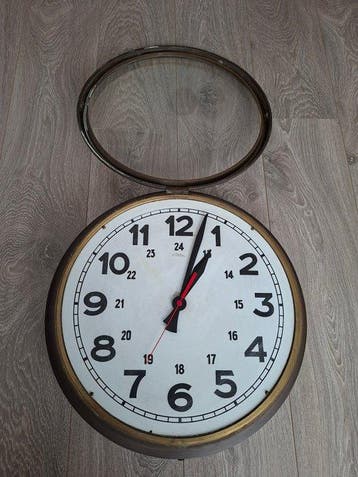 Wandklok - Carley - Industrial Messing, Glas - 1920-1930 -, Antiek en Kunst
