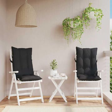 vidaXL Stoelkussens 2 st hoge rug oxford stof zwart, Verzenden, Nieuw
