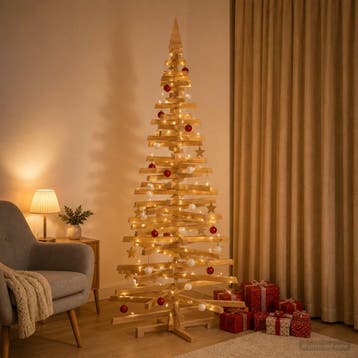 vidaXL Houten kerstboom KOTKA 240 cm Massief grenenhout, Verzenden, Nieuw