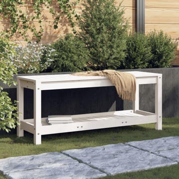 vidaXL Tuinbank 108x35x45 cm massief grenenhout wit, Verzenden