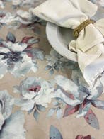 Magnifique nappe florale inspirée de Sanderson - Dahlia And, Antiquités & Art