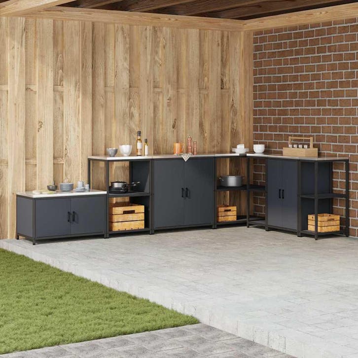 vidaXL Keukenopslag HATTEM Antracietkleurig 60 x 50 x 92 cm, Maison & Meubles, Armoires | Autre, Envoi