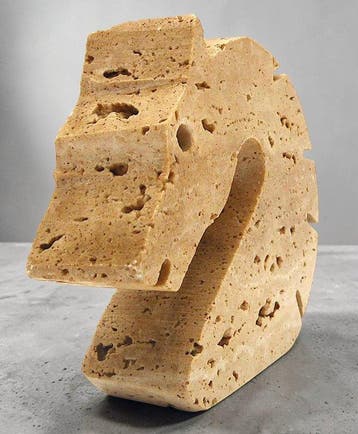 Cavallo Brutalista in Travertino - Anni 70 – - Sculpture -, Antiquités & Art