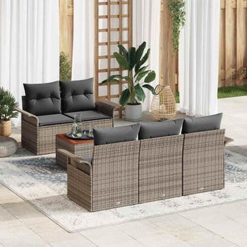 vidaXL Tuinbank Set 6 st 5-Aantal zitplaatsen Grijs poly, Tuin en Terras, Verzenden, Nieuw
