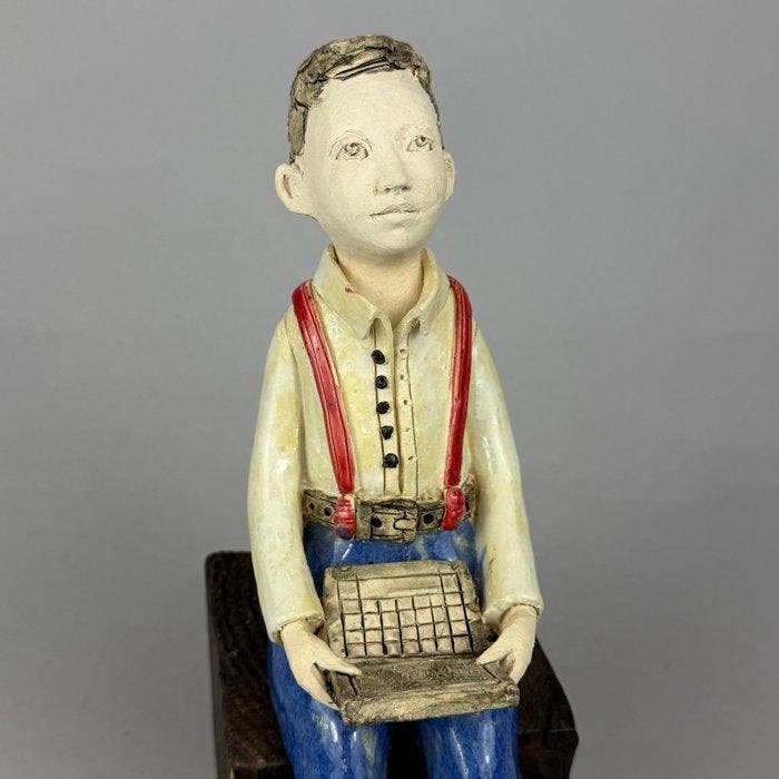 Ida - Boy with comp - hand made, Antiek en Kunst, Kunst | Designobjecten