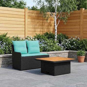vidaXL Tuin Armleuning Sofa met Opklapbare Tafel 2 Stuk PE, Verzenden, Nieuw