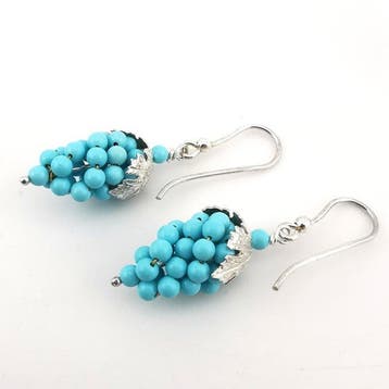 Turquoise - Argento 925 - Oorbellen - oorbellen met trosjes