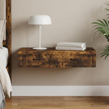 vidaXL Wandgemonteerde Zijtafel Gerookt eiken 87,5 x 34,5 x, Huis en Inrichting, Kasten | Overige, Verzenden, Nieuw