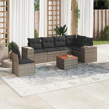 vidaXL Patio Sofa Set 6-zits Grey, Verzenden, Nieuw