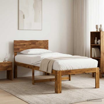 vidaXL Eenpersoonsbed met hoofdbord ROSTOCK Naturel 90 x 190, Verzenden, Nieuw