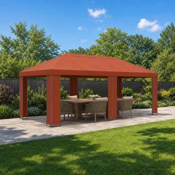 vidaXL Tuinpaviljoen 6 x 3 m Terracotta Polyester en Staal, Verzenden, Nieuw