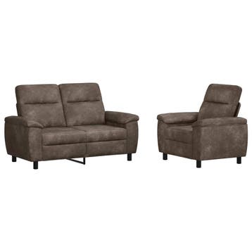 vidaXL bank / zetelstel 2 pcs Donkergrijs Kunst Suède Leer, Huis en Inrichting, Verzenden, Nieuw