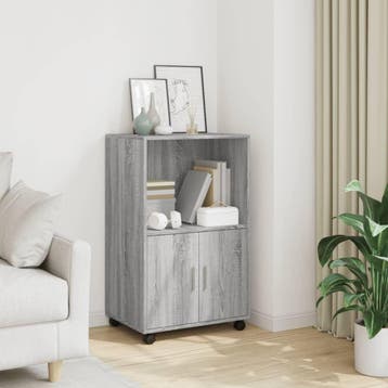 vidaXL Rolkast 55x40x91 cm bewerkt hout grijs sonoma, Huis en Inrichting, Kasten | Dressoirs, Verzenden, Nieuw