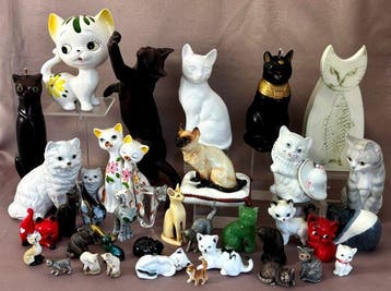 Div. fabr. - Beeldje - Collectie kattenbeeldjes (37) - Brons, Antiquités & Art
