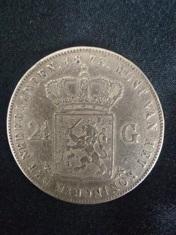 Nederland. Willem III. 2 1/2 Gulden 1875 (Zonder, Postzegels en Munten, Munten | Nederland