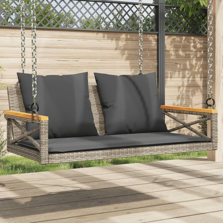 vidaXL Schommelbank met kussens 109x62x40 cm poly rattan, Tuin en Terras, Tuinsets en Loungesets, Nieuw, Verzenden
