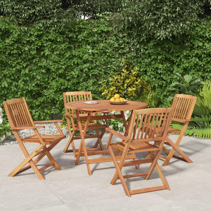 vidaXL 5-delige Eethoek massief acaciahout, Tuin en Terras, Tuinsets en Loungesets, Nieuw, Verzenden