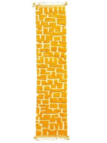 Marokkaanse gele loper van wol - Vloerkleed - 410 cm - 90 cm
