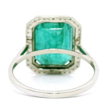 Ring Platina - 7.08ct. tw. Smaragd - Diamant