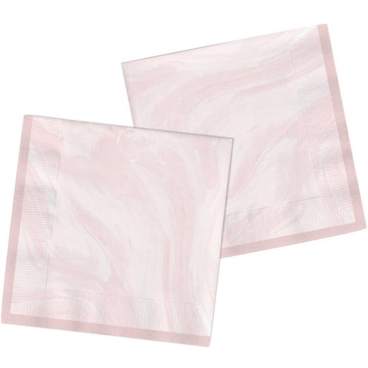 Roze Servetten Marmer 33cm 20st, Hobby en Vrije tijd, Feestartikelen, Nieuw, Verzenden