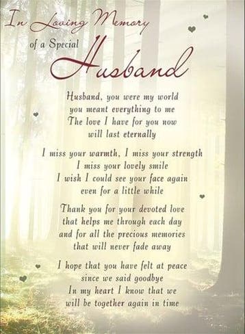 Rouwkaart herdenkingskaart ilm of a special husband 16.5 x, Nieuw