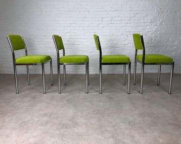 Nicola Beger - Chaise (4) - Chrome, Velours, Polyester -, Antiquités & Art