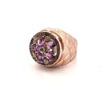 Zonder minimumprijs - Ring - 9 kt. Roségoud, Zilver Spinel -, Handtassen en Accessoires, Ringen, Nieuw